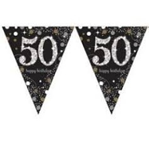 Vlaggenlijn sparkling gold '50' (4m) Vlaggenlijn sparkling gold '50' (4m)